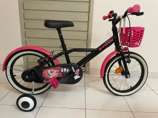 Bicicleta infantil B'TWIN rosa 16 con ruedines