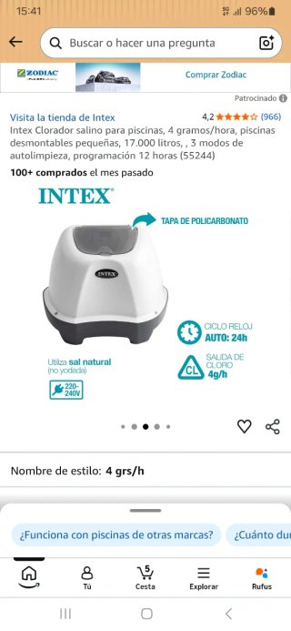 Clorador Salino Intex Piscina