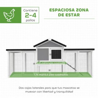Gallinero Grande Madera Exterior 204x85x93