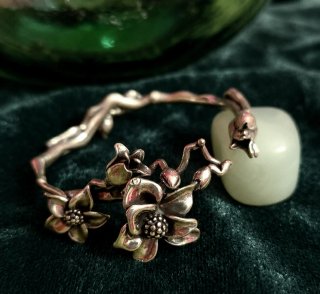 Pulsera De Plata 925 De Flores Estilo Vintage.