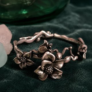 Pulsera De Plata 925 De Flores Estilo Vintage.