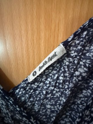 Vestido azul flores espalda abierta Talla S