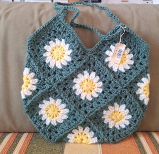 Bolso de crochet con flores