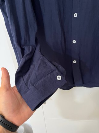 Camisa Lino Azul Oscuro XL