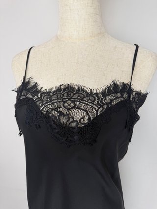 Vestido Seda Gold Hawk Negro Encaje