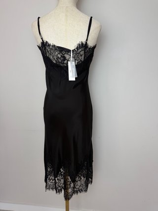 Vestido Seda Gold Hawk Negro Encaje