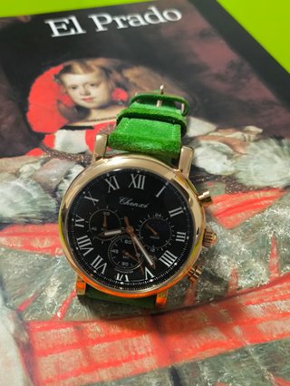 Reloj Chenxi oro rosa y correa de ante en verde