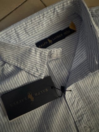Camisa Polo Ralph Lauren Rayas Azul y Blanco