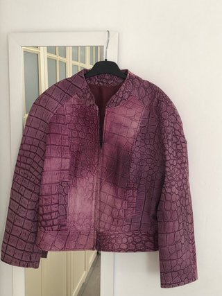 Chaqueta Piel Vino Talla M Cremallera