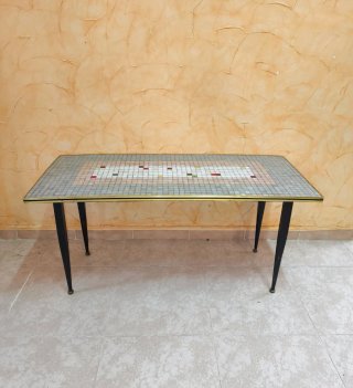 Antigua mesa de centro vintage mosaico Mid Century