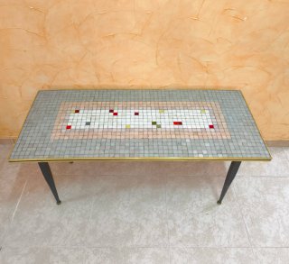 Antigua mesa de centro vintage mosaico Mid Century