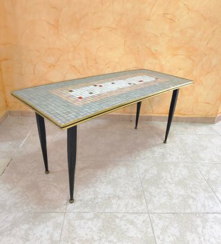 Antigua mesa de centro vintage mosaico Mid Century