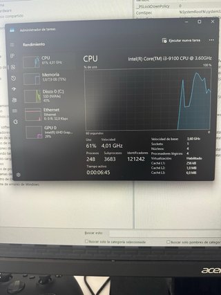 PC HP i3 8GB RAM SSD 512GB + Teclado y Ratón