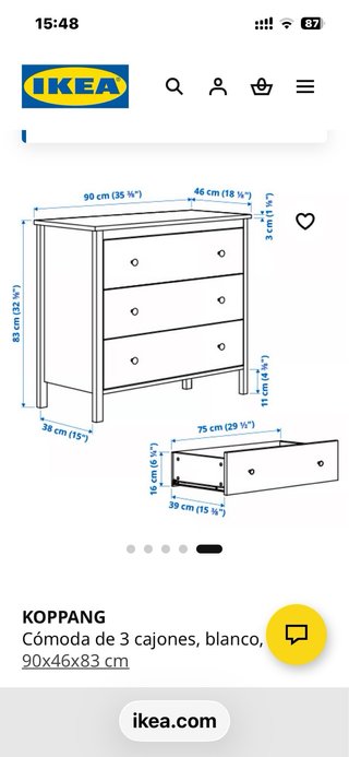 Cómoda IKEA KOPPANG de 3 cajones personalizada