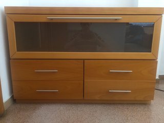 Buffet comedor madera y cristal