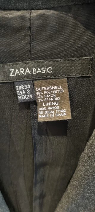 Giacca Zara Basic Donna XS/34 Grigio