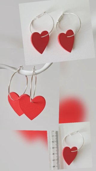 Aros 3cm diametro con corazon de madera