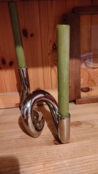Candelabro Doble Metal Plata