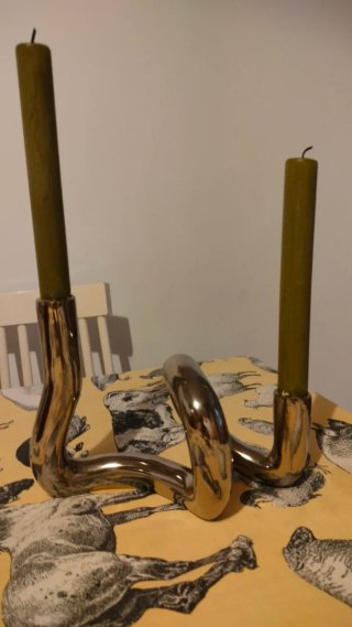 Candelabro Doble Metal Plata