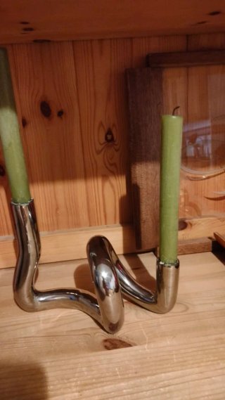 Candelabro Doble Metal Plata