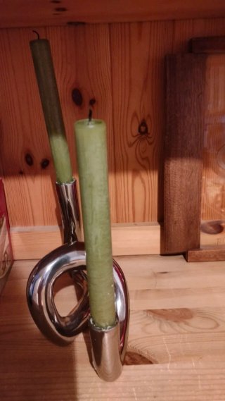 Candelabro Doble Metal Plata