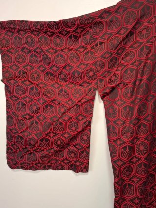 Kimono Japonés Antiguo Seda Patrón Hexagonal