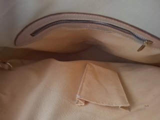 Bolso vintage estilo LV, marrón y beige