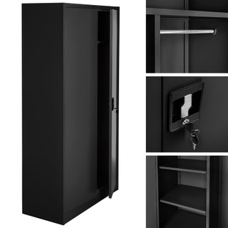 Archivador 2cierre de seguridad y 6 compartimentos, barra ropero negro