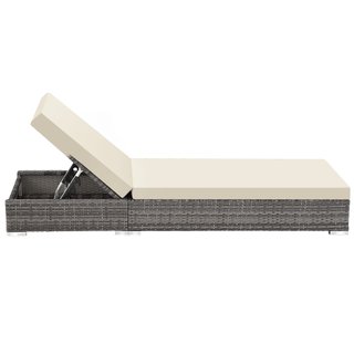 2 tumbonas, poliratán y aluminio + mesa, funda protectora, gris