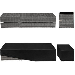 2 tumbonas, poliratán y aluminio + mesa, funda protectora, gris