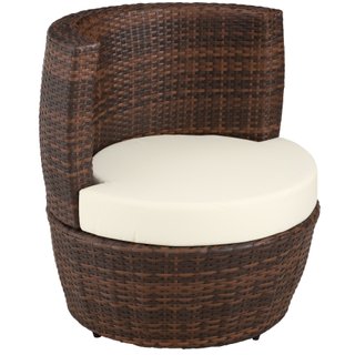 Conjunto de ratán y aluminio, 2 sillones, 1 mesa, 1 florero, marrón