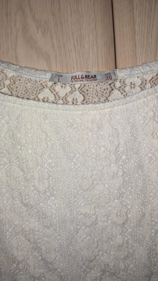 Camiseta encaje beige manga 3/4 talla M