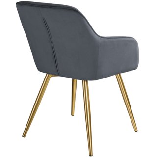 Silla de comedor aterciopelada 58 x 62 x 82 cm gris oscuro/dorado