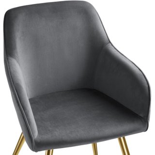 Silla de comedor aterciopelada 58 x 62 x 82 cm gris oscuro/dorado