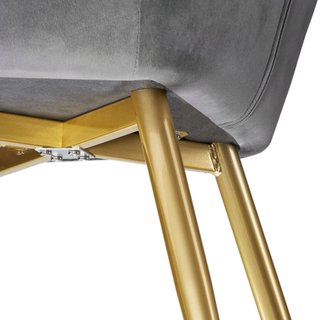 Silla de comedor aterciopelada 58 x 62 x 82 cm gris oscuro/dorado