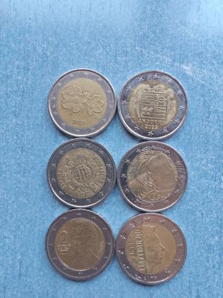 Lote 6 monedas 2 euros