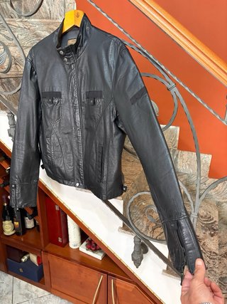 Giacca biker in vera pelle leggera vintage tg 52
