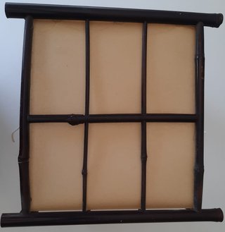 Pantalla lámpara caña y papel beige