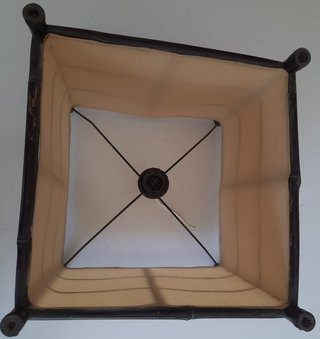 Pantalla lámpara caña y papel beige