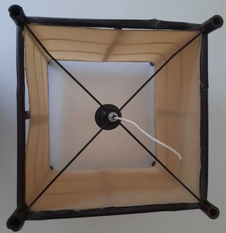 Pantalla lámpara caña y papel beige