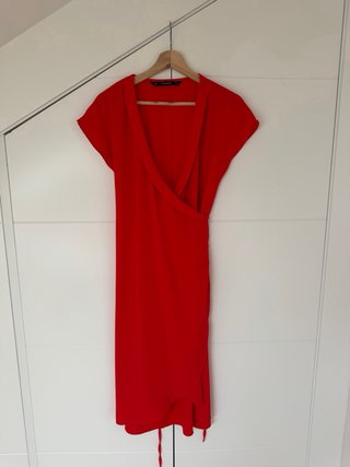 Vestido rojo cruzado mujer talla XS