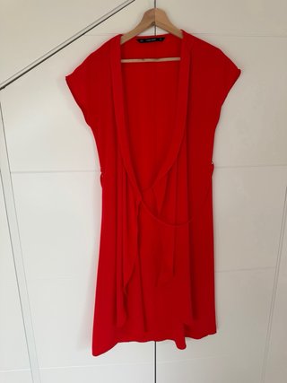 Vestido rojo cruzado mujer talla XS