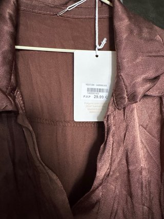 Vestido largo satinado marrón talla única