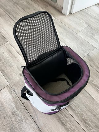 Mochila transportín perro pequeño morada