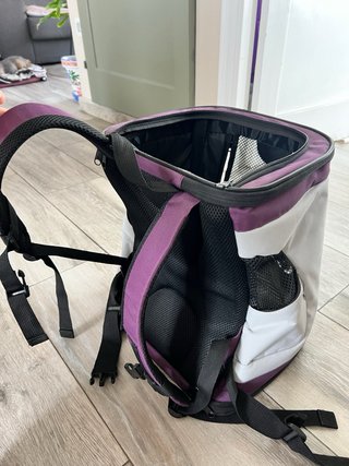Mochila transportín perro pequeño morada