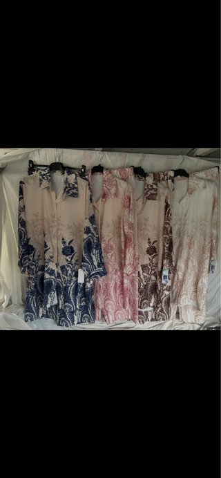 Conjunto estampado beige y azul