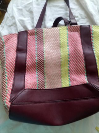 Bolso de mujer tejido tela y cuero