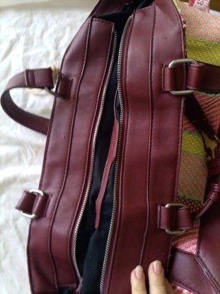 Bolso de mujer tejido tela y cuero