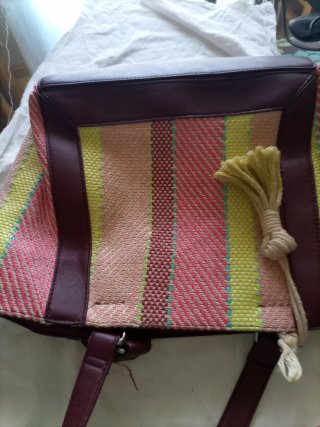 Bolso de mujer tejido tela y cuero