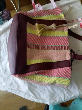 Bolso de mujer tejido tela y cuero